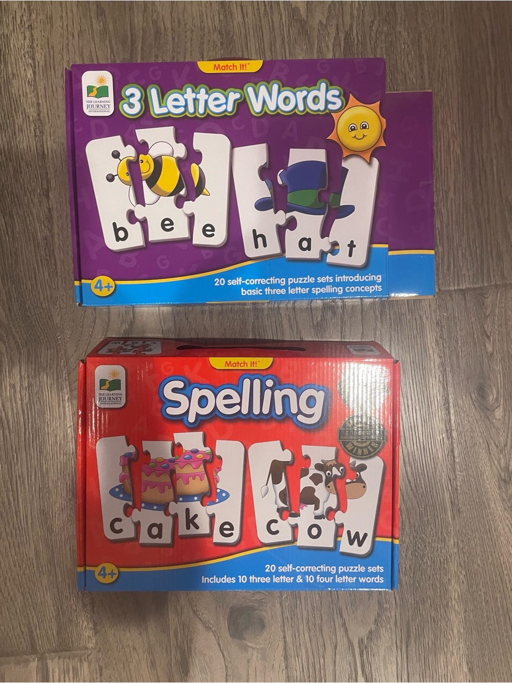 Match Colorful 3-Letter & Spelling Puzzle Sets - Purple & Red